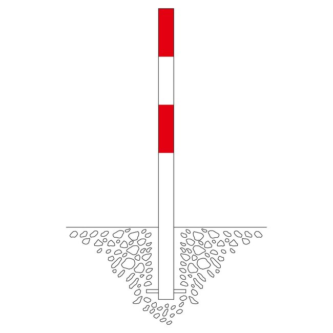 MORION vaste afzetpaal 70 x 70 mm - inbetonneren - 0 kettingogen - verzinkt en rood/wit gelakt