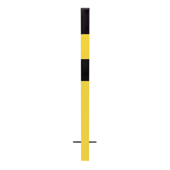 MORION vaste afzetpaal 70 x 70 mm - inbetonneren - 0 kettingogen - verzinkt en geel/zwart gelakt