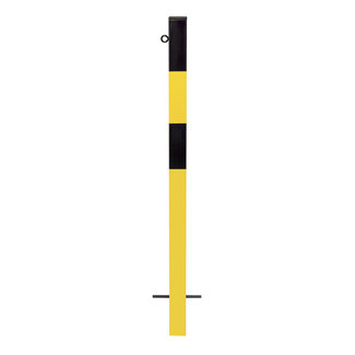 MORION vaste paal 70x70-inbetonneren-1 kettingoog-geel/zwart gelakt