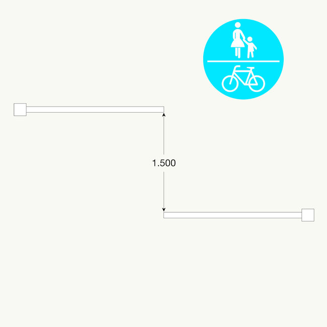 COMPACT Barrière pivotante - 2 x 2750 mm (5500 mm) - manuelle - rouge/blanc