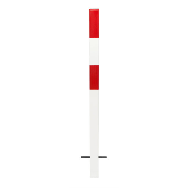 MORION vaste afzetpaal 70 x 70 mm - inbetonneren - 0 kettingogen - rood/wit gepoedercoat
