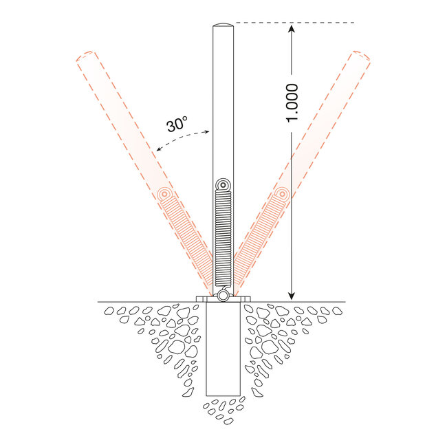 MORION Swing délimitation flexible Ø 76 - à bétonner - galvanisé - jaune/noir - laqué