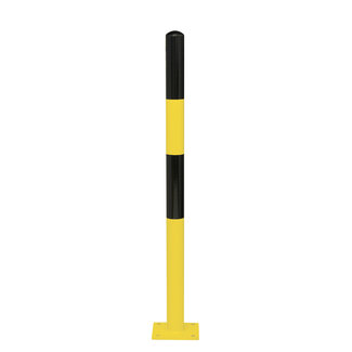 MORION vaste paal Ø 60 mm-op voetplaat-0 kettingogen-geel/zwart gelakt