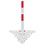 MORION Poteau de délimitation Ø 60 mm – sur platine – 0 œillet pour chaîne – galvanisé avec des bandes réfléchissantes rouges
