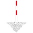 MORION Poteau de délimitation Ø 60 mm – sur platine – 2 anneaux pour chaîne – revêtu en rouge/blanc