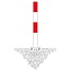 MORION Poteau de délimitation Ø 90 mm – sur platine – 1 œillet pour chaîne – galvanisé et laqué rouge/blanc