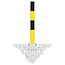 MORION Poteau de délimitation Ø 90 mm – sur platine – 2 anneaux pour chaîne – galvanisé et jaune/noir laqué