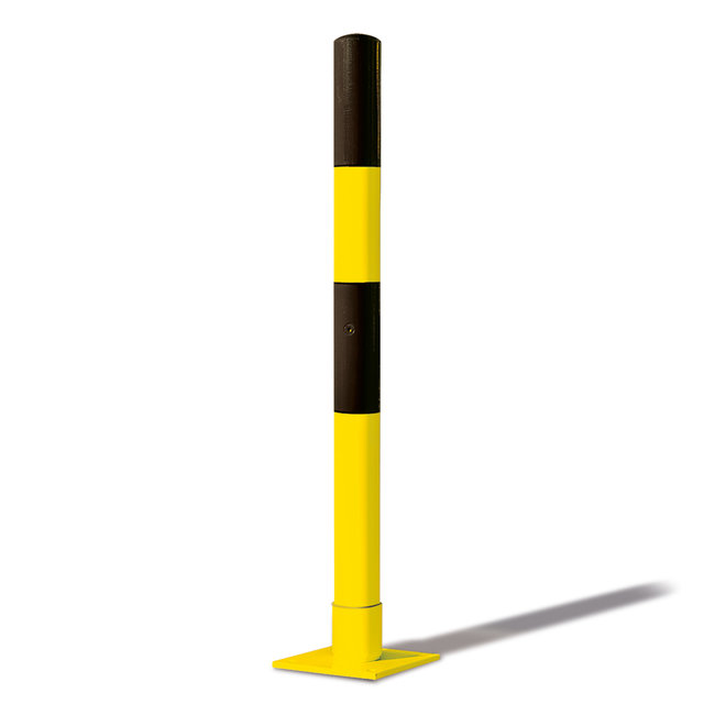 MORION -Swing afzetpaal Ø 76 mm - op voetplaat - verzinkt en geel/zwart gelakt