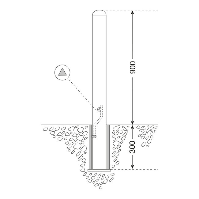 CITY Borne en inox BERLIN – 1200 x Ø 76 mm – amovible – Δ  serrure