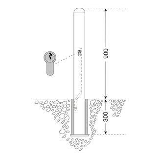 CITY Borne en inox BERLIN – 1200 x Ø 108 mm – amovible – serrure à cylindre