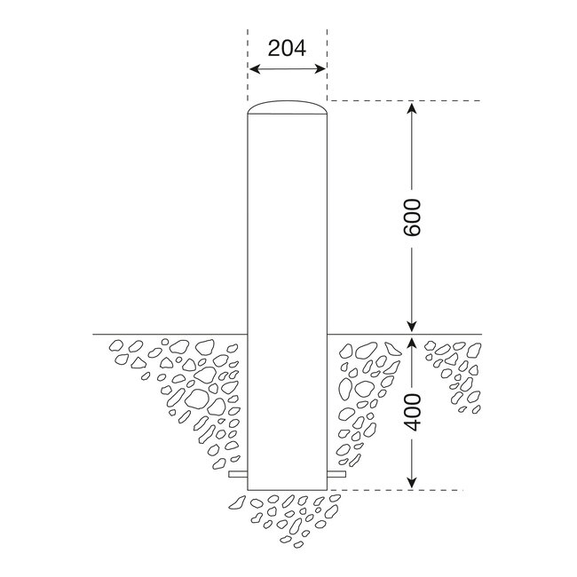 CITY Borne en inox BERLIN XL – 1000 x Ø 204 mm – à bétonner