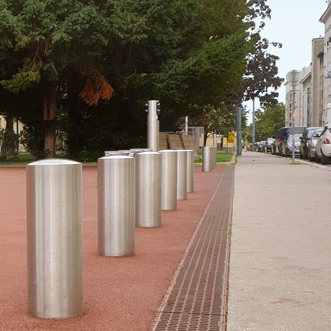 CITY RVS paal BERLIN XL - 1000 X Ø 204 mm - inbetonneren