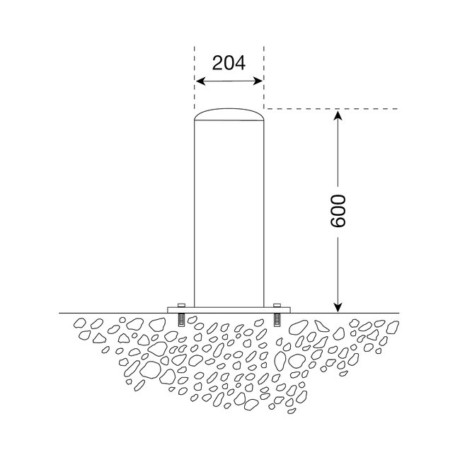 CITY Borne en inox BERLIN XL – 600 x Ø 204 mm – sur platine