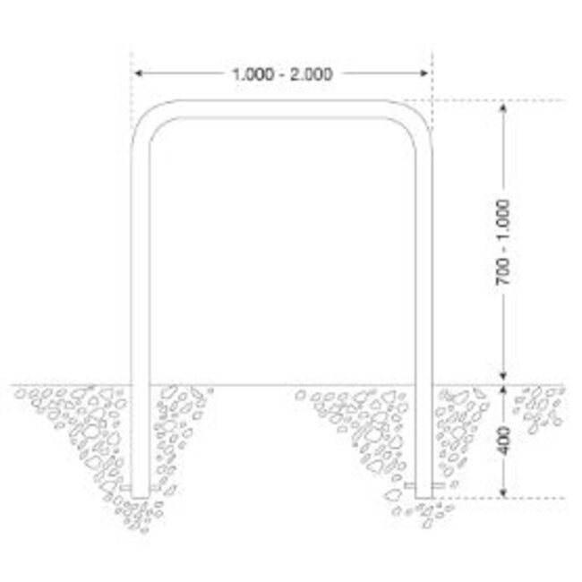 MORION geleidehek RVS - 2000 x 1400 x 60 mm - betonneren