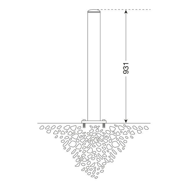 CITY Borne en inox MILANO – 931 x Ø 76 mm – sur platine