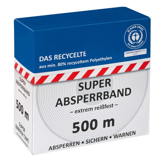 MORION Afzetlint gerecycleerd polyethyleen - 80 mm - 500 m - rood/wit