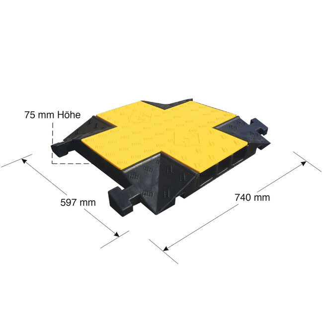 MORION Grote kabelbeschermer - kruising 90° - zwart/geel