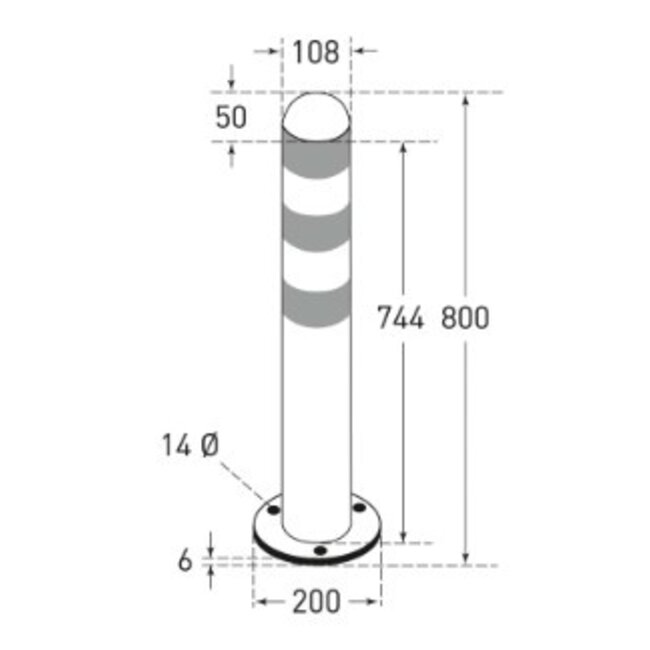CITY Borne de protection en inox – 800 x Ø108 mm – sur platine
