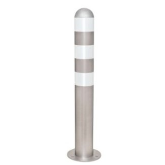 CITY Borne de protection en inox – 800 x Ø108 mm – sur platine - réfléchissant