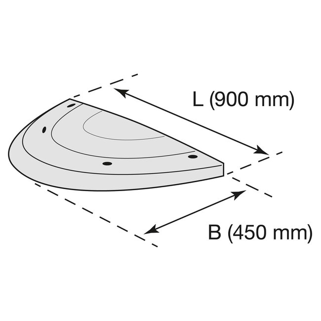 SafeRide - 75 verkeersdrempel - eindstuk vrouw - 900x450x75 mm - zwart