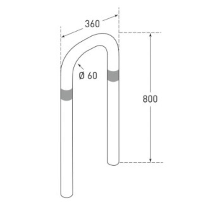 CITY beschermbeugel - 800 x 360 x Ø60 mm - inbetonneren - verzinkt - reflecterend blauw