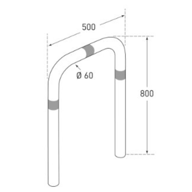 CITY Arceau de protection - 800 x 500 x Ø60 mm - à bétonner - galvanisé - vert réfléchissant