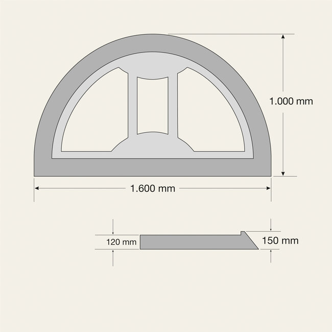 GAMMA Anneau extérieur d’îlot directionnel – 1600 x 1000 x 150 mm – gris/blanc