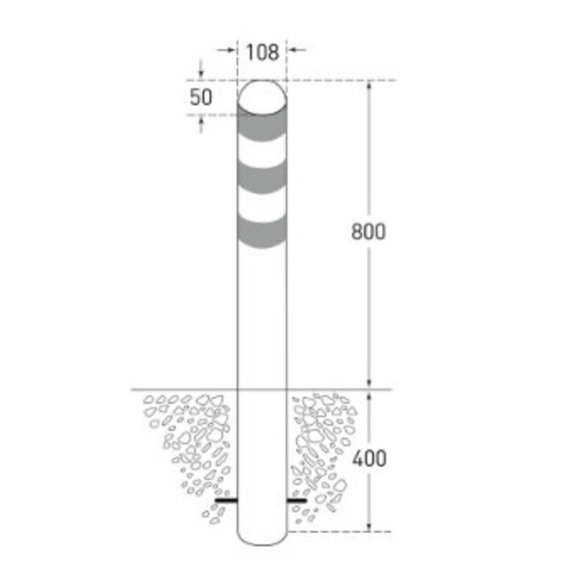 CITY Borne de protection en inox – 1200 x Ø108 mm – à bétonner - réfléchissant