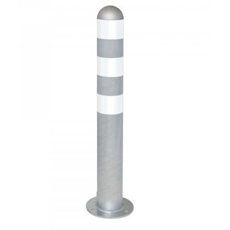 CITY Borne de protection - 800 x Ø108 mm – sur platine – galvanisé – blanc réfléchissant