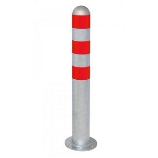 CITY Borne de protection - 800 x Ø108 mm – sur platine – galvanisé – rouge réfléchissant