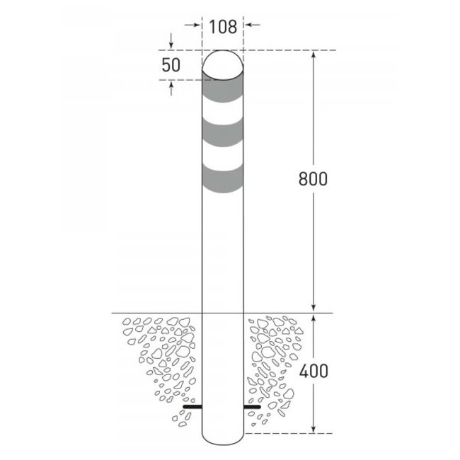CITY beschermpaal - 1200 x Ø108 mm - inbetonneren - thermisch verzinkt