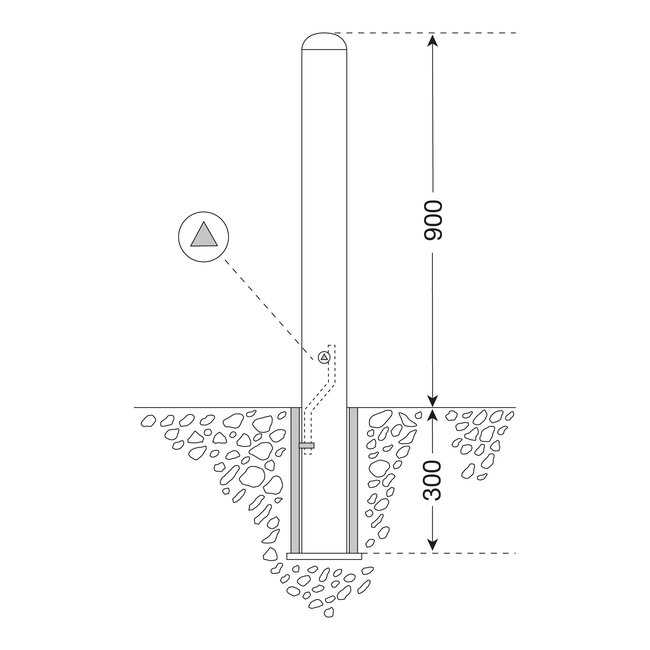 CITY RVS paal BERLIN - 1200 X Ø 60 mm - uitneembaar - Δ slot
