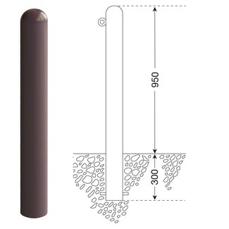 CITY Borne WIEN – 1250 x Ø 76 mm – fixe – un anneau de chaîne
