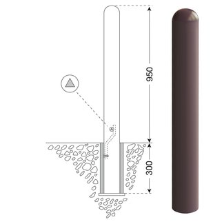 CITY Borne WIEN - 1250  x Ø 76 mm - amovible - ▲ serrure - 0 anneaux de chaîne