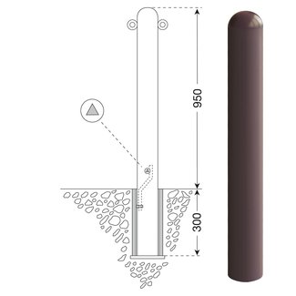 CITY Borne WIEN – 1250 x Ø 76 mm – amovible – serrure ▲ – deux anneaux de chaîne