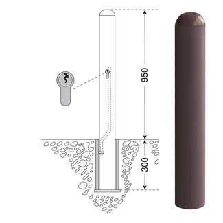 CITY Borne WIEN - 1250  x Ø 90 mm - amovible - serrure à cylindre - 0 anneaux de chaîne