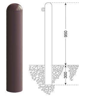 CITY Borne WIEN - 1250  x Ø 108 mm - fixe - un anneau de chaîne