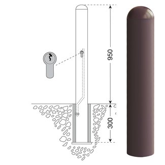 CITY Borne WIEN - 1250  x Ø 108 mm - amovible - serrure à cylindre - 0 anneaux de chaîne