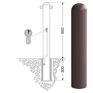 CITY Borne WIEN - 1250  x Ø 108 mm - amovible - serrure à cylindre - 2 anneaux de chaîne