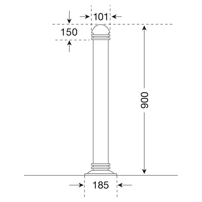CITY paal GOTHA - 1200 x Ø101/185 mm - uitneembaar - ▲ slot - twee kettingogen