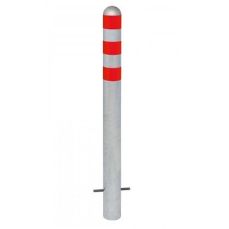 CITY Borne de protection - 1200 x Ø108 mm – à bétonner – galvanisé – rouge réfléchissant