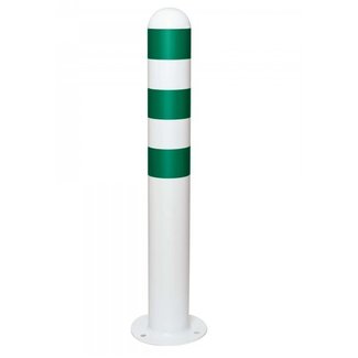 CITY Borne de protection blanc - 800 x Ø108 mm – sur platine – vert réfléchissant