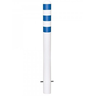 CITY Borne de protection blanc - 1200 x Ø108 mm – à bétonner – bleu réfléchissant