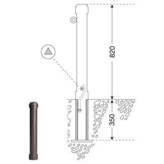 CITY paal ZÜRICH - 1170 x Ø 108 mm - uitneembaar - ▲ slot - 1 oog