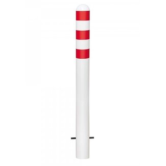 CITY Borne de protection blanc - 1200 x Ø108 mm – à bétonner – rouge réfléchissant