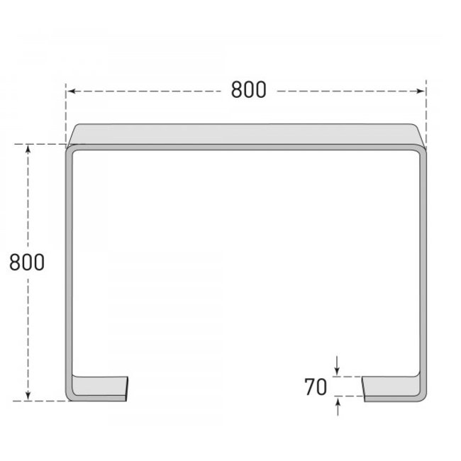 CITY aanleunbeugel GILA  - 800 x 800 x 70 mm - op voetplaten - verzinkt