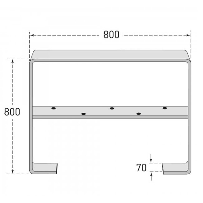 CITY aanleunbeugel GILA - 800 x 800 x 70 mm - op voetplaten - met kniebeugel - verzinkt