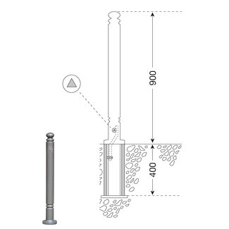 CITY Poteau FLORENZ - 1200 X Ø 80 mm - amovible - ▲ serrure - sans œillets