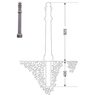 CITY Poteau GDANSK - 1325 x Ø 85 mm - à bétonner - sans anneaux de chaîne