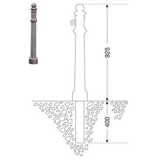 CITY paal GDANSK - 1325 X Ø 85 mm - inbetonneren - één kettingoog